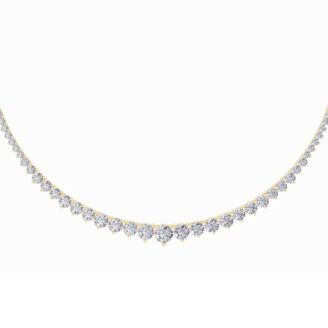 15Cttw Round Shaped Lab Grown Diamond (F/VS) Three Prong Graduating Necklace in 14K Gold