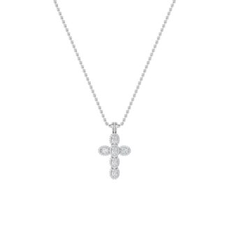 3Cttw Oval Shaped Lab Grown Diamond (F/VS) Cross Pendant in 14K Gold