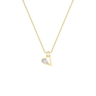 1Cttw Pear Shaped Lab Grown Diamond (F/VS) Heart Shaped Dangle Pendant in 14K Gold