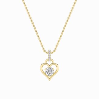 1.5Cttw Round Shaped Lab Grown Diamond (F/VS) Heart Shaped Pendant in 14K Gold
