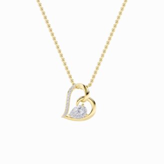 2Cttw Pear Shaped Lab Grown Diamond (F/VS) Heart Shaped Pendant in 14K Gold