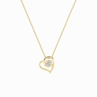 1Cttw Round Shaped Lab Grown Diamond (F/VS) Heart Shaped Pendant in 14K Gold