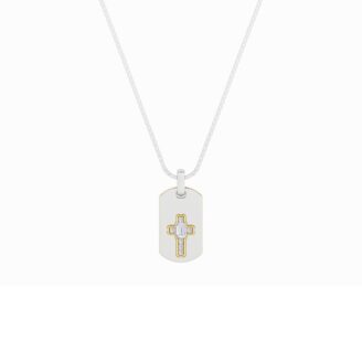 1Cttw Emerald Shaped Lab Grown Diamond (F/VS) Dog Tag Pendant in 14K Gold