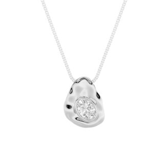 1Cttw Oval Shaped Lab Grown Diamond (F/VS) Organic Design Solitaire Pendant in 14K Gold