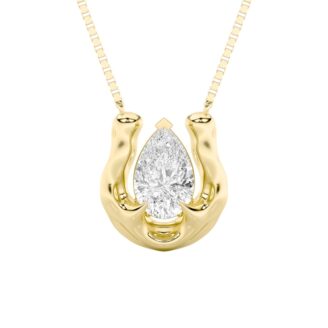 1Cttw Pear Shaped Lab Grown Diamond (F/VS) Necklace in 14K Gold