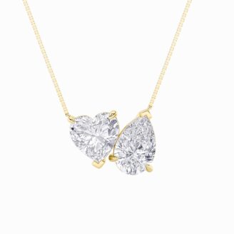 2Cttw Pear Shaped Lab Grown Diamond (F/VS) Heart Shaped Necklace in 14K Gold