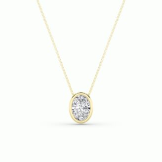 1Cttw Oval Shaped Lab Grown Diamond (F/VS) Bezel Set Solitaire Pendant in 14K Gold