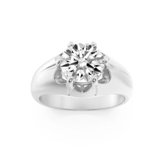 2Cttw Round Shaped Lab Grown Diamond (F/VS) Mens Ring in 14K Gold