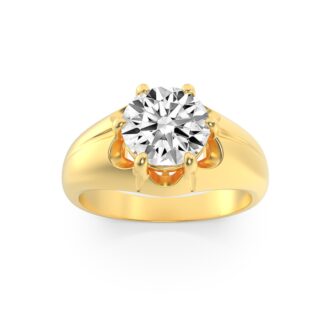 2Cttw Round Shaped Lab Grown Diamond (F/VS) Mens Ring in 14K Gold