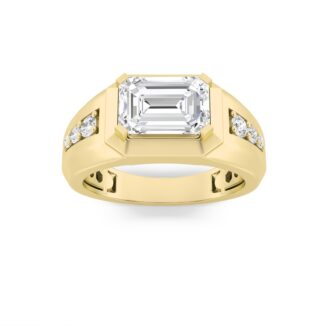 3.25Cttw Emerald Shaped Lab Grown Diamond (F/VS)  Ring in 14K Gold