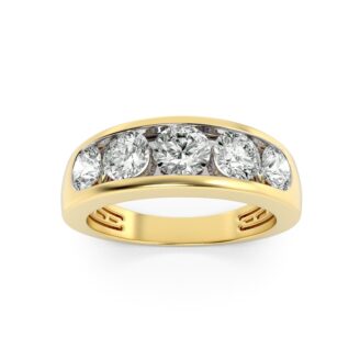 2Cttw Round Shaped Lab Grown Diamond (F/VS) Mens Ring in 14K Gold