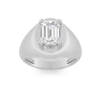 3Cttw Emerald Shaped Lab Grown Diamond (F/VS) Mens Ring in 14K Gold