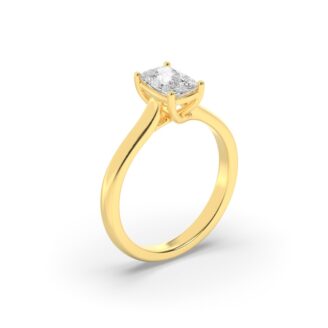 1Cttw Elongated Cushion Shaped Lab Grown Diamond (F/VS) Plain Cathedral Trellis Shank Solitaire Engagement Ring in 14K Gold