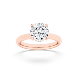 2Cttw Round Shaped Lab Grown Diamond (F/VS) Hidden Halo Plain Shank Engagement Ring in 14K Gold