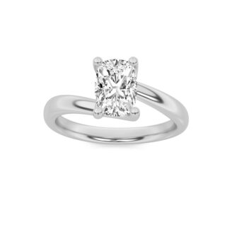 1Cttw Elongated Cushion Shaped Lab Grown Diamond (F/VS) Bypass Shank Engagement Ring in 14K Gold