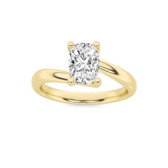 1Cttw Elongated Cushion Shaped Lab Grown Diamond (F/VS) Bypass Shank Engagement Ring in 14K Gold