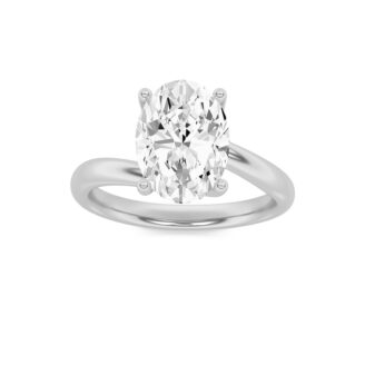 1Cttw Oval Shaped Lab Grown Diamond (F/VS) Bypass Shank Engagement Ring in 14K Gold