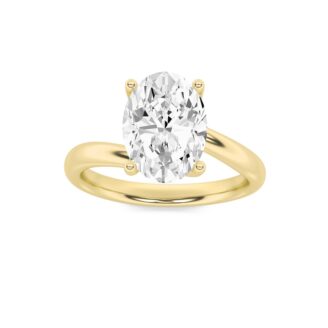 1Cttw Oval Shaped Lab Grown Diamond (F/VS) Bypass Shank Engagement Ring in 14K Gold