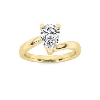2Cttw Pear Shaped Lab Grown Diamond (F/VS) Bypass Shank Engagement Ring in 14K Gold