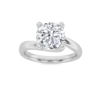 3Cttw Round Shaped Lab Grown Diamond (F/VS) Bypass Shank Engagement Ring in 14K Gold
