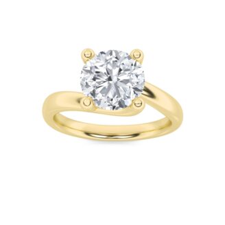 3Cttw Round Shaped Lab Grown Diamond (F/VS) Bypass Shank Engagement Ring in 14K Gold