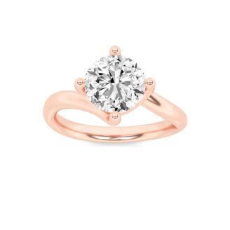 1Cttw Round Shaped Lab Grown Diamond (F/VS) Bypass Shank Engagement Ring in 14K Gold