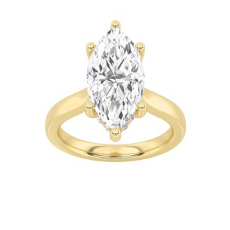 1Cttw Marquise Shaped Lab Grown Diamond (F/VS) Hidden Halo Cathedral Shank Engagement Ring in 14K Gold
