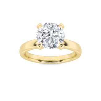 2Cttw Round Shaped Lab Grown Diamond (F/VS) Hidden Halo Petite Shank Ring in 14K Gold