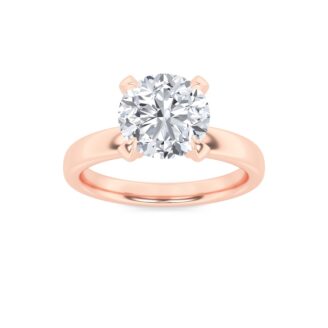 2Cttw Round Shaped Lab Grown Diamond (F/VS) Hidden Halo Petite Shank  Ring in 14K Gold