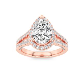 2Cttw Pear Shaped Lab Grown Diamond (F/VS) Split Shank Accented Ring in 14K Gold