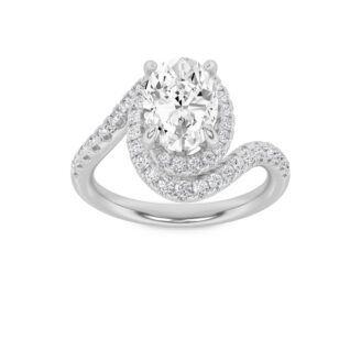 2Cttw Oval Shaped Lab Grown Diamond (F/VS) Swirl Accented Engagement Ring in 14K Gold