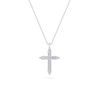 3.5Cttw Pear Shaped Lab Grown Diamond (F/VS) Cross Pendant in 14K White Gold