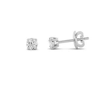 5Cttw Round Shaped Lab Grown Diamond (F/VS) Classic Basket Set Stud Earrings in 14K Gold