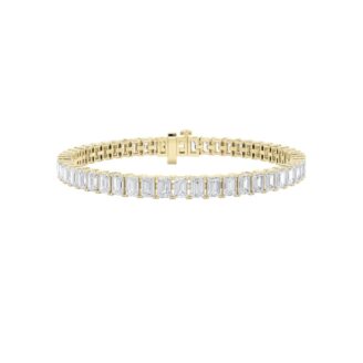 11.25Cttw Emerald Shaped Lab Grown Diamond North  South Bracelet in 14K Gold (F/VS)
