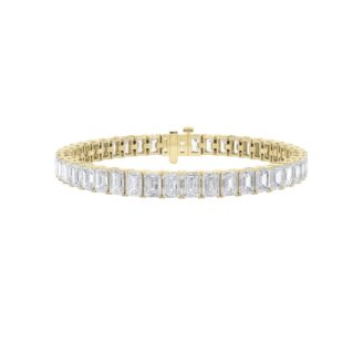 10Cttw Emerald Shaped Lab Grown Diamond (F/VS)  Bracelet in 14K Gold