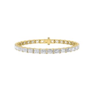 10Cttw Emerald Shaped Lab Grown Diamond (F/VS) East West Line Bracelet in 14K Gold