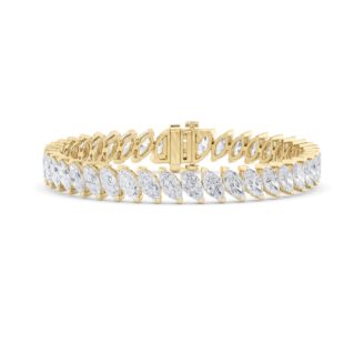 16.5Cttw Marquise Shaped Lab Grown Diamond (F/VS) Angled Line Bracelet in 14K Gold