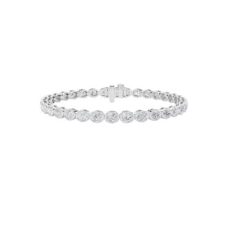 15Cttw Oval Shaped Lab Grown Diamond (F/VS) East West Bezel Set Bracelet in 14K Gold