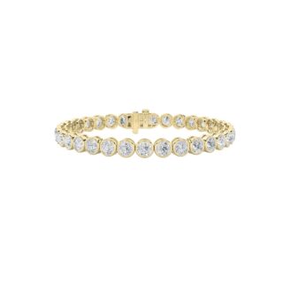 10Cttw Round Shaped Lab Grown Diamond (F/VS) East West Bezel Set Bracelet in 14K Gold