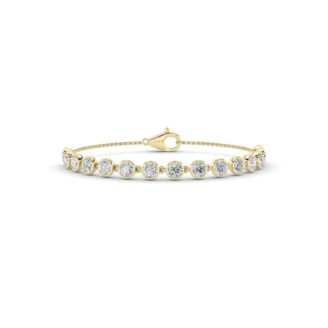 3Cttw Round Shaped Lab Grown Diamond (F/VS) Bezel Set Bracelet in 14K Gold