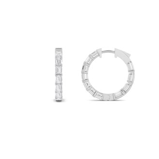 4Cttw Emerald Shaped Lab Grown Diamond (F/VS) Inside Out Hoop Earrings in 14K Gold