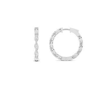 4Cttw Marquise Shaped Lab Grown Diamond (F/VS) Inside Out Hoop Earrings in 14K Gold