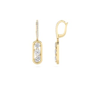 1.5Cttw Oval Shaped Lab Grown Diamond (F/VS) Paperclip Dangle Earrings in 14K Gold