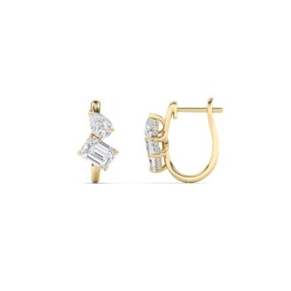 3Cttw Emerald Shaped Lab Grown Diamond (F/VS) Toi et Moi Fashion Earrings in 14K Gold