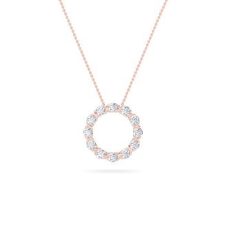 2Cttw Round Shaped Lab Grown Diamond (F/VS) Circle Pendant in 14K Gold