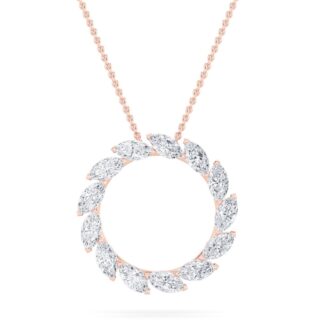 2Cttw Marquise Shaped Lab Grown Diamond (F/VS) Circle Necklace in 14K Gold