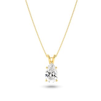 3Cttw Pear Shaped Lab Grown Diamond (F/VS) Split Bale Solitaire Pendant in 14K Gold