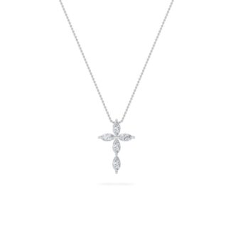 1.5Cttw Marquise Shaped Lab Grown Diamond (F/VS) Cross Pendant in 14K Gold