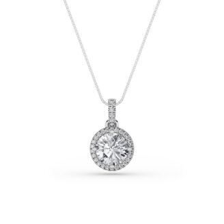 1.5Cttw Round Shaped Lab Grown Diamond (F/VS) Halo   Pendant in 14K Gold