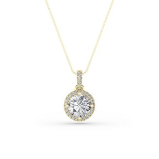 1.5Cttw Round Shaped Lab Grown Diamond (F/VS) Halo   Pendant in 14K Gold